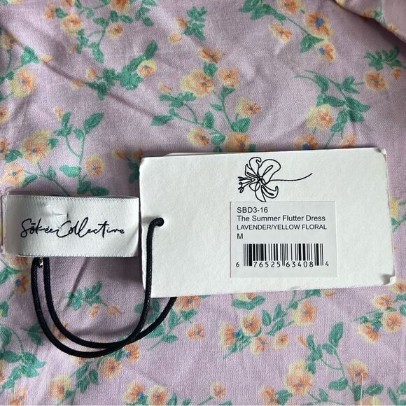 Sokee Collective Summer Flutter Dress in Lavender/Yellow Floral. Sz Medium. NWT! - Picture 11 of 16